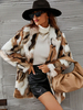 Manteaux Fourré Polaire Veste Femme Bicolore À Manches Longues Marron Café
