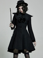 Manteaux gothiques Lolita à pompons noirs en polyester Manteau dhiver Lolita Outwears