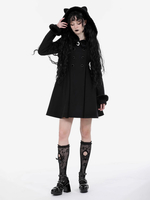 Manteaux gothiques Lolita Manteau en polyester noir Manteau dautomne Lolita Outwears