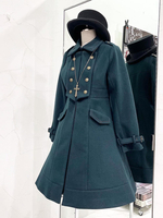 Manteaux gothiques Lolita Manteau pardessus en polyester vert foncé Manteau dautomne Lolita Outwears