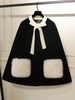 Manteaux gothiques Lolita Manteau rose Nœuds Bloc de couleur Manteau Polyester Hiver Lolita Vêtements dextérieur