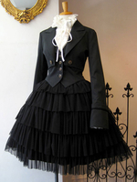 Manteaux gothiques Lolita Passe-fils noirs Pardessus Mélange de coton Printemps Lolita Outwears Déguisements Halloween