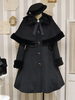 Manteaux Lolita académiques Bordeaux Nœuds de Noël Cape en polyester Manteau Manteau Bloc de couleur Lolita Vêtements dextérieur Hiver