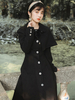 Manteaux Lolita classiques pardessus noir à manches longues en polyester Vintage hiver Lolita Outwears