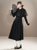Manteaux Lolita de style ROCOCO ensemble noir nœuds franges cape pardessus polyester vêtements dextérieur Lolita dautomne