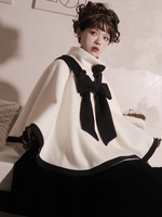 Manteaux Lolita de style ROCOCO Manteau bordeaux Nœuds Manteau bicolore Polyester Vêtements dextérieur Lolita dhiver