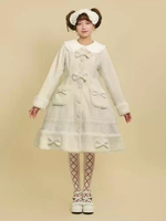 Manteaux Lolita de style ROCOCO Manteau rose Nœuds Volants Manteau Polyester Hiver Lolita Vêtements dextérieur