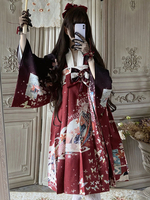 Manteaux Lolita japonais traditionnels Pardessus dété Lolita à imprimé floral en polyester noir