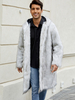 Manteaux Long En Fausse Fourrure Hiver Chaud Hommes Gris Clair Veste Manches Longues Col Rabattu Capuche