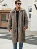 Manteaux Long En Fausse Fourrure Hiver Chaud Hommes Gris Veste Manches Longues Col Rabattu