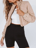 Manteaux matelassés pour femmes rose clair réservation de chaleur col montant poches fermeture éclair manches longues vêtements dextérieur surdimensionnés