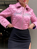 Manteaux matelassés pour femmes rose coupe-vent col rabattu fermeture éclair sans manches lettres imprimer vêtements dextérieur surdimensionnés