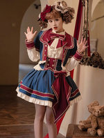 Manteaux Mignonne Lolita avec œillets bleu profond volants couche en polyester