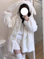 Manteaux Mignonne Lolita Beige Veste Court Polaire Lolita À Capuche Lapin