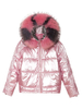 Manteaux Puffer Femmes Rose Capuche à capuche à capuche à capuchon longue manches longues Vêtements de dessus brillant