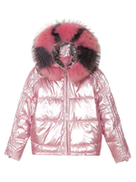Manteaux Puffer Femmes Rose Capuche à capuche à capuche à capuchon longue manches longues Vêtements de dessus brillant