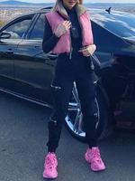 Manteaux Puffer Gilet Pour Femmes Rose Coupe-Vent Col Montant Fermeture Éclair Sans Manches Surdimensionné Survêtement