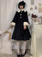 Manteaux Sweet Lolita Écru Blanc Nœuds Polyester Pardessus Manteau Automne Lolita Outwears