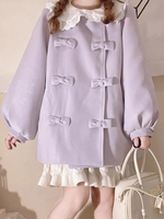 Manteaux Sweet Lolita Manteau académique lavande Nœuds Volants Pardessus Polyester Automne Lolita Vêtements dextérieur