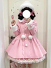 Manteaux Sweet Lolita nœuds roses pompons manteau en polyester vêtements dextérieur Lolita dhiver