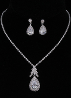 Mariage bijoux ensembles argent strass Vintage pendentif collier avec boucles d’oreilles