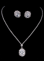Mariage bijoux mariée collier en argent sertie de boucles d’oreilles strass