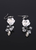 Mariage blanc boucles d’oreilles strass fleur mariée boucles d’oreilles