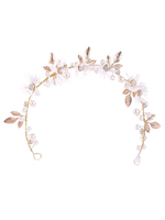 Mariage de plage Couvre-chef Perles dorées Fleurs Détail Accessoires de cheveux de mariée