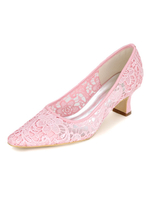 Mariage dentelle Chaussures Slip Chunky talon chaussures de mariée féminin