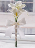 Mariage fleurs Bouquet perles blanches rubans perlés Bow main cravate en soie fleurs Bouquet de mariée