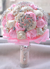 Mariage fleurs Bouquet Rose strass perles rubans perlés main liée Bouquet de mariée