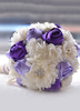 Mariage fleurs Bouquet strass perles rubans perlés Bow main liée Bouquet de mariée de fleurs en soie pourpre