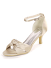 Mariage Invité Satin Champagne Bout Ouvert Boucle Talon Chaton Chaussures De Mariée