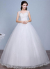 Mariage Ivoire robe dentelle V sans manches cou strass perles étage a-ligne longueur robe de mariée