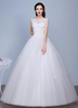 Mariage Ivoire robe sans manches semi Sheer Jewel encolure dentelle a-ligne étage longueur robe de mariée