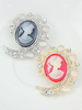 Mariage Vintage broche camée victorienne beauté Portrait empierré ouverture ovale Pin Brooch