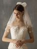 Mariage Vintage Voils Tulle Ivoire Un Tier Bow Pearls Bord coupé Voiles de mariée