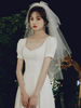 Mariage Voile Two-Tier Bows Tulle Cut Bord classique Veil de mariée de mariage Accessoires de mariage