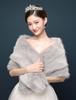 Mariage Wrap Châle Faux Fur Stole Argent Gris Veste Couverture Nuptiale Ups