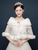 Mariage Wrap Couverture De Mariée Ups Dentelle Volants Faux Fourrure Châle