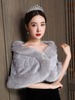 Mariage Wrap Gris clair Bateau Cou Accessoires Accessoires Boutons De Fausse Fourrure Couverture De Mariée Up