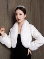 Mariage Wrap Ivoire Manches Longues Fausse Fourrure Boutons De Mariée Cover Up