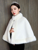 Mariage Wrap Ivoire Sans Manches Col Collier Accessoires Fausse Fourrure Boutons De Mariée Cover Ups