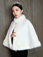 Mariage Wrap Ivoire Sans Manches Col Collier Accessoires Fausse Fourrure Boutons De Mariée Cover Ups