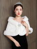 Mariage Wraps Ivoire Sans Manches Bateau Cou Fausse Fourrure Strass Mariée Cover Ups