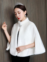 Mariage Wraps rouge sans manches col montant fausse fourrure boutons couverture de mariage Ups