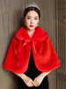 Mariage Wraps rouge sans manches col rabattu rubans de fausse fourrure de couverture de mariage