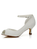 Mariée blanche chaussures Peep lacet cheville sangle chaton haut talon chaussures de mariage pour les femmes