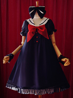 Marine Lolita Bow a-ligne en mousseline de soie robe pour femmes Déguisements Halloween