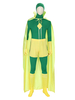 Marvel Cosplay Avengers Vision Cosplay Costume combinaison verte Cape jaune TV drame Cosplay Costume ensemble complet